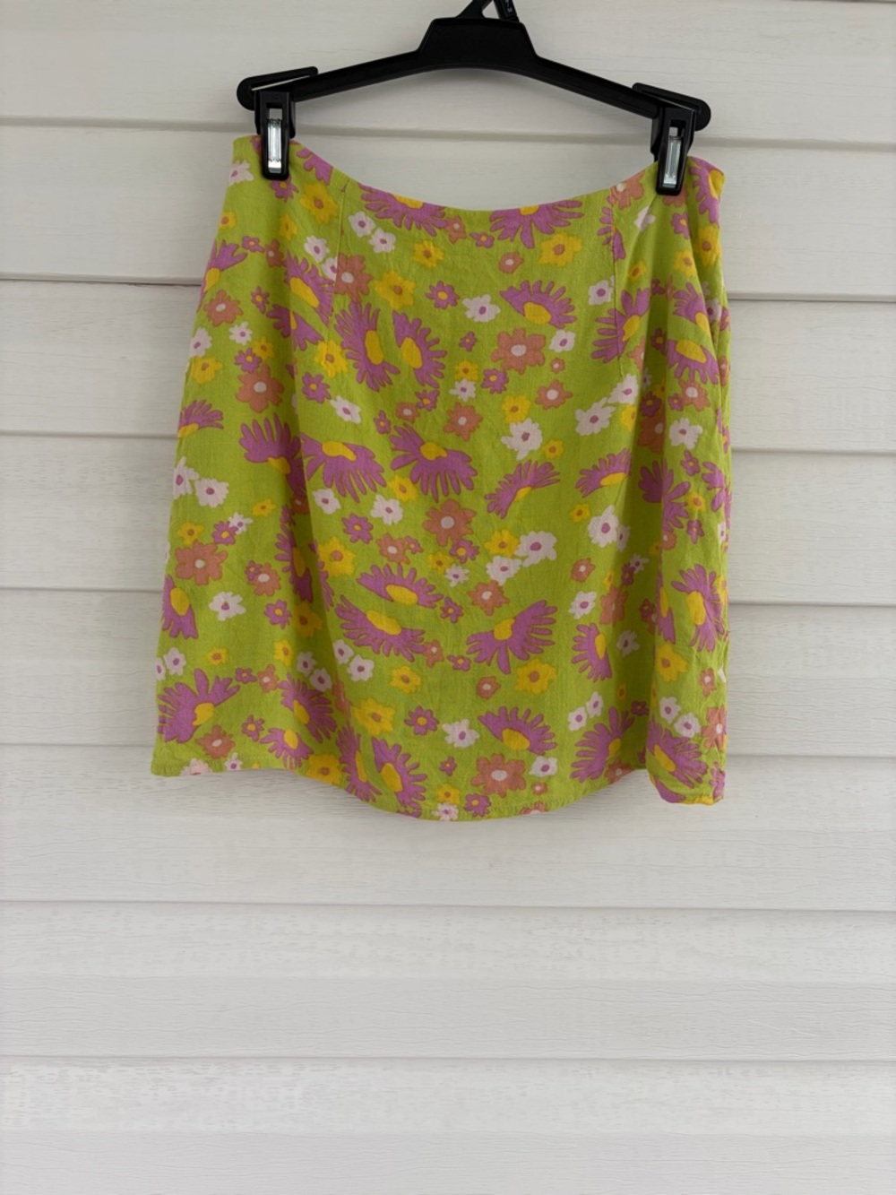 Sabo Skirt Floral A-Line Mini Skirt Green Pink Cottagecore Vacation Summer